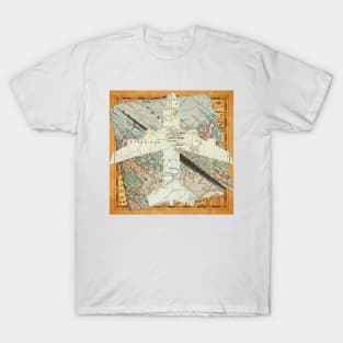 Explorer Spirit: A Vintage Map Collage T-Shirt